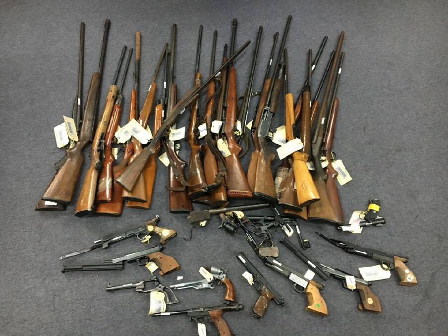 Firearms surrendered to police for destruction at Batemans Bay Police Station. 