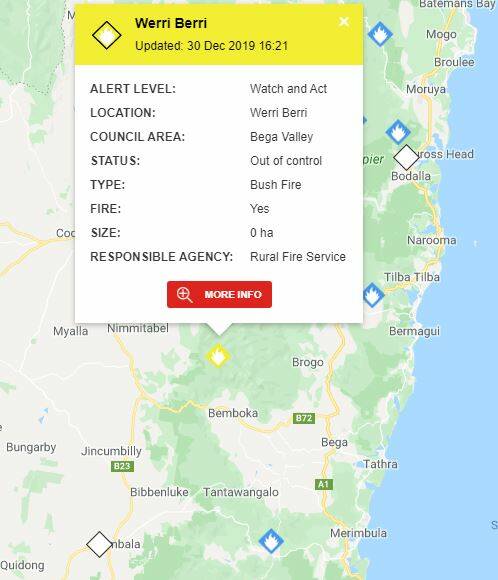 Bemboka fire upgraded to Emergency, ashes falling as far as Tathra