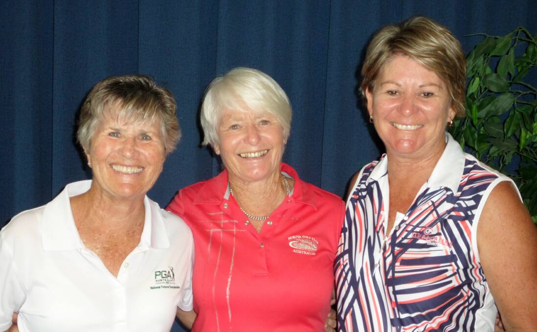 CLUB CATALINA LADIES: First Grade winners Oroya Mitchell, Roz Odgers and Julie Manson.