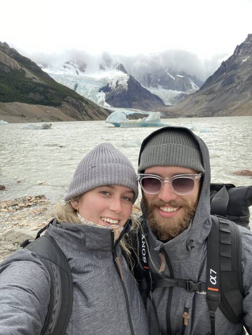 Winona Wright and Jye Findley at the Cerro Torre hike El Chalten, Argentina.