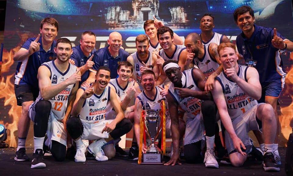 Darcy Harding (front left) and his victorious NBL1 All-Stars side. Photo: NBL1
