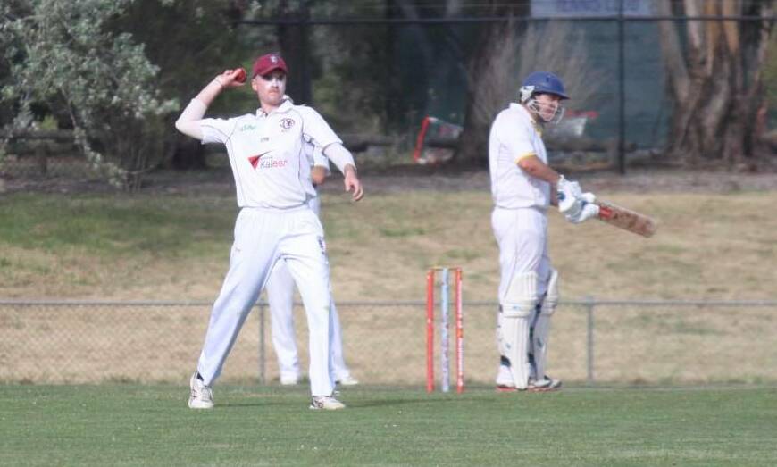 Lachlan Malcolm fields during his ACT Premier Cricket first grade debut against North Canberra-Gungahlin. Photo: Andrew Malcolm