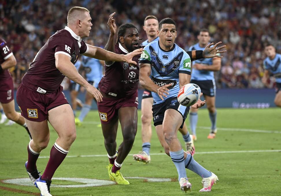Nowra-born Cody Walker goes on the attack for the Blues on Wednesday night. Photo: Grant Trouville/NRL Imagery