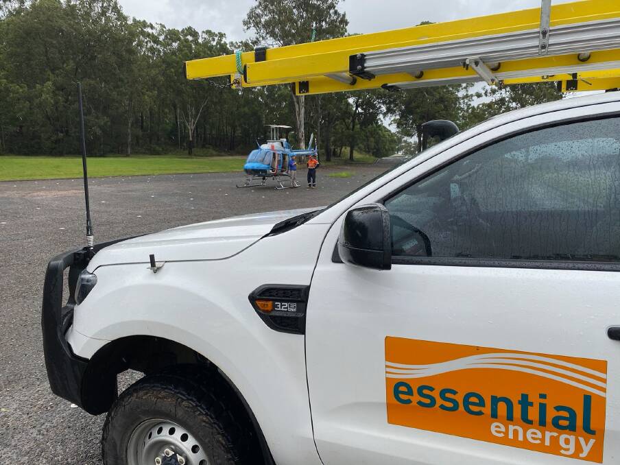 An Essential Energy vehicle on standby during the recent NSW floods in NSW. Image: Essential Energy Facebook. 