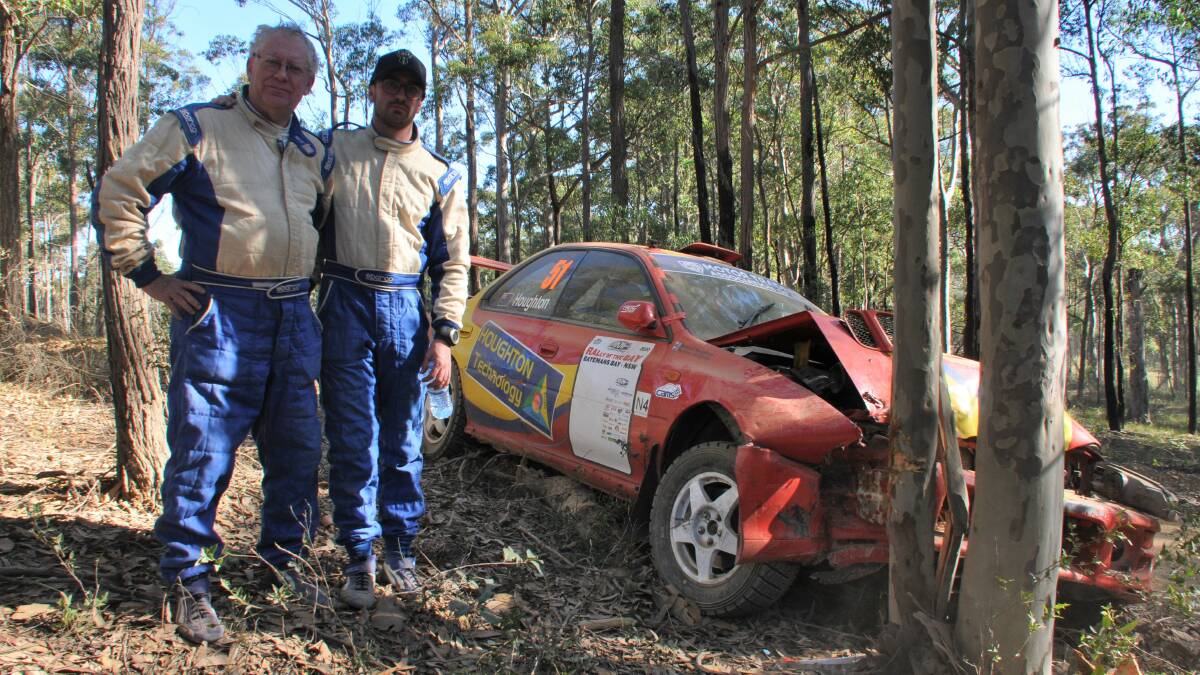 Richard and Andrew Houghton crashed their Subaru on Ironbark Range Road. Richard is an active member of the car club, kitting out the event with a backup clock system. 