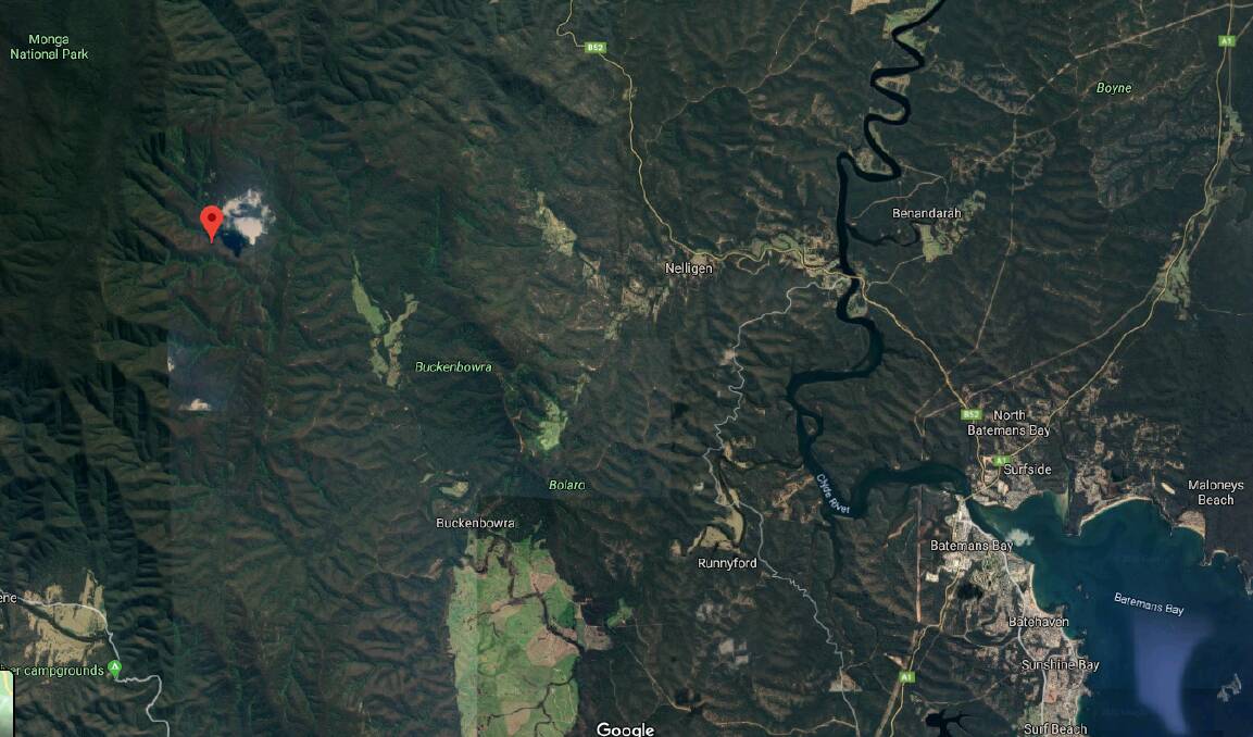 The hiker continued to walk in the Monga National Park to gain recieve GPS coordinates. Image: Google maps. 