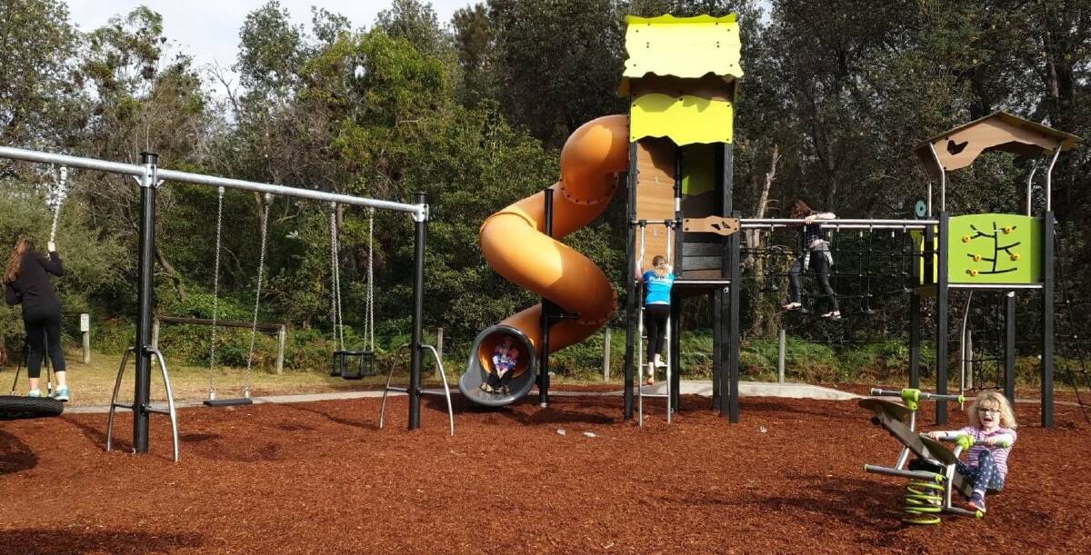 Children enjoying the new recreation park at Long Beach since it opened earlier this month. Image: Supplied. 