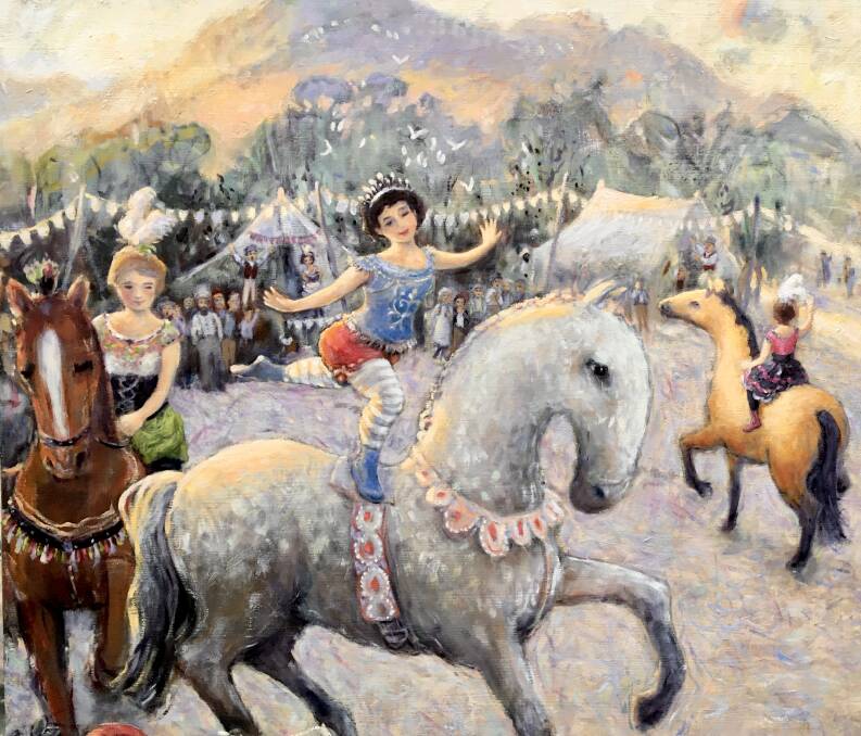 SNEAK PEEK: This part of Raewyn Lawrence's painting is called 'Goldfields Circus'.