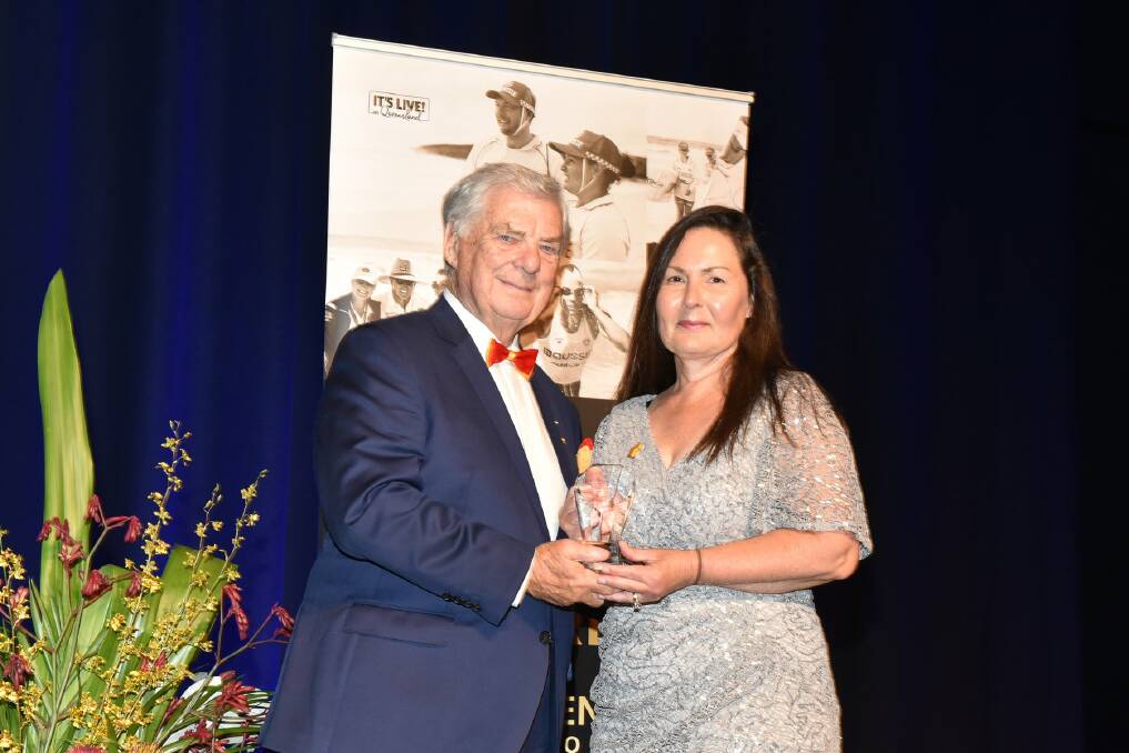 Broulee's Wendy Law accepts the award on behalf of the Far South Coast support operations team at the Gold Coast on Saturday, November 9. Picture: Surf Life Saving Australia. 