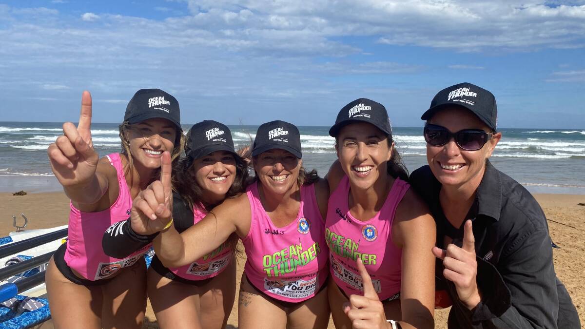 The One Life Batemans Bay womens crew celebrate their series win at Dee Why on Saturday. April 3.