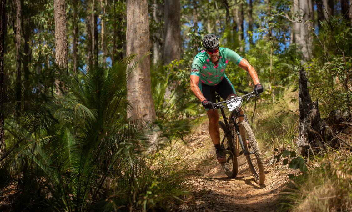 Ready to ride: Batemans Bay racer Cory Dimmer pumps along the Deep Creek Dam Loop at the first Jetblack Wild Wombat event in 2018. Image: Rocky Trail Entertainment.