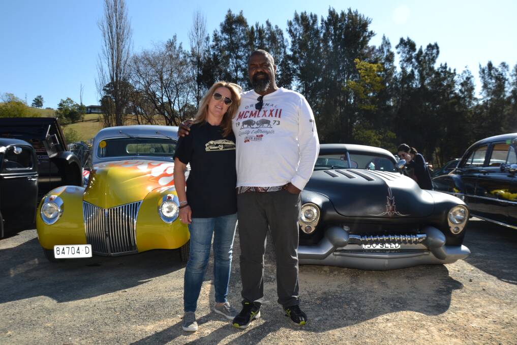 Catriona Colalillo and Buddy Martin of Moruya with their two tough hot rods. A 1940 Ford Pickup (left) and a 1950 Ford Mercury (right).