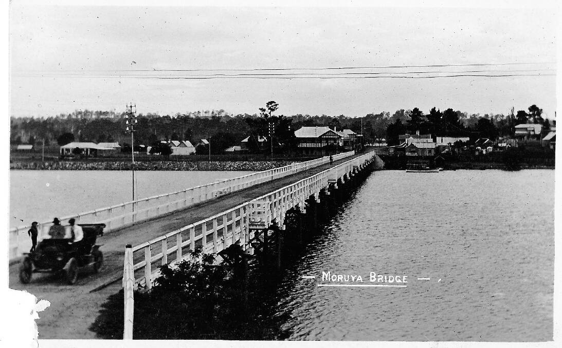 HORSE-DRAWN OUT AFFAIR: Crossing the Moruya Bridge in 1921 was a slower affair, although anyone caught in a 21st Century traffic jam might not agree.
