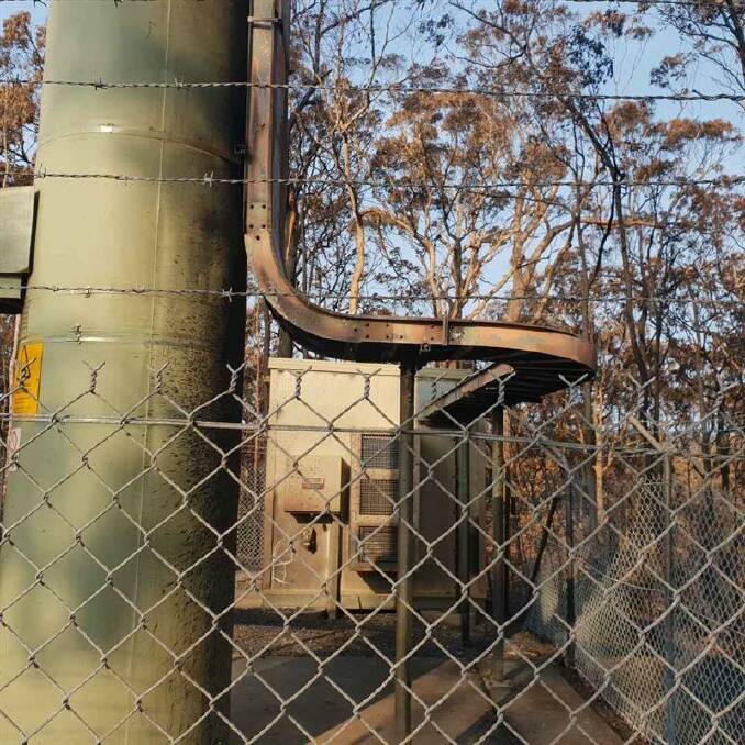 The Malua Bay mobile phone base station destroyed by fire on New Year's Eve. Picture: Supplied. 