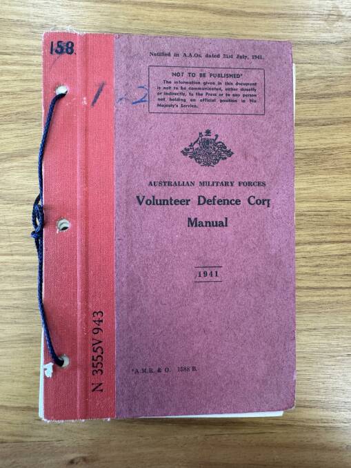 Cover of the 1941 Volunteer Defence Corp Manual. Picture supplied