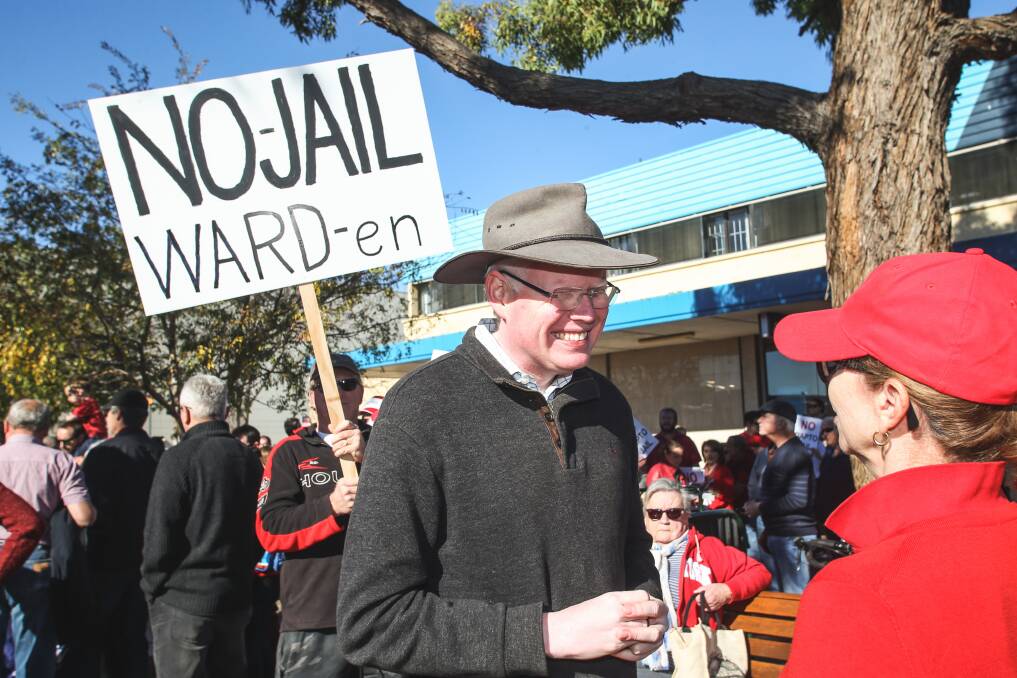 Protest: Gareth Ward was in the firing line during the 2018 debate over a West Dapto jail. Picture: Georgia Matts