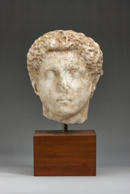 Marble head of a young man, part of the Vatican's collection, acquired by the ANU in 1968. 
