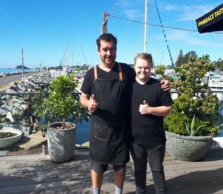 TOP TEAM: JJ's at the Marina owner Jacob Crooke with employee Bradley West-Newman.