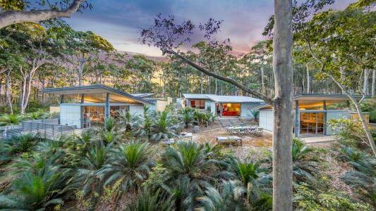 The Camp designed by architect Julius Bokor in the centre of a private gumtree forest. Photo: Supplied
