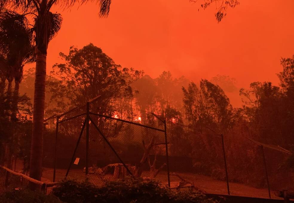 Fire approaches the Mogo Zoo. Picture: Chad Staples
