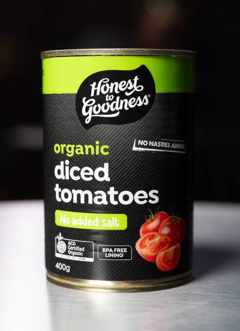 Honest to Goodness Organic Diced Tomatoes. Picture by Elesa Kurtz