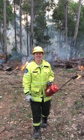 Forestry Corporation firefigher Lee Backhouse at the hazard reduction burn in Mogo.
