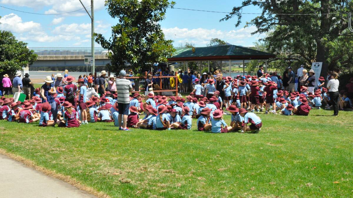 TOP TURNOUT: Moruya Preschool, Moruya Public School, St Mary's Primary School and Moruya High School at the bridge party.