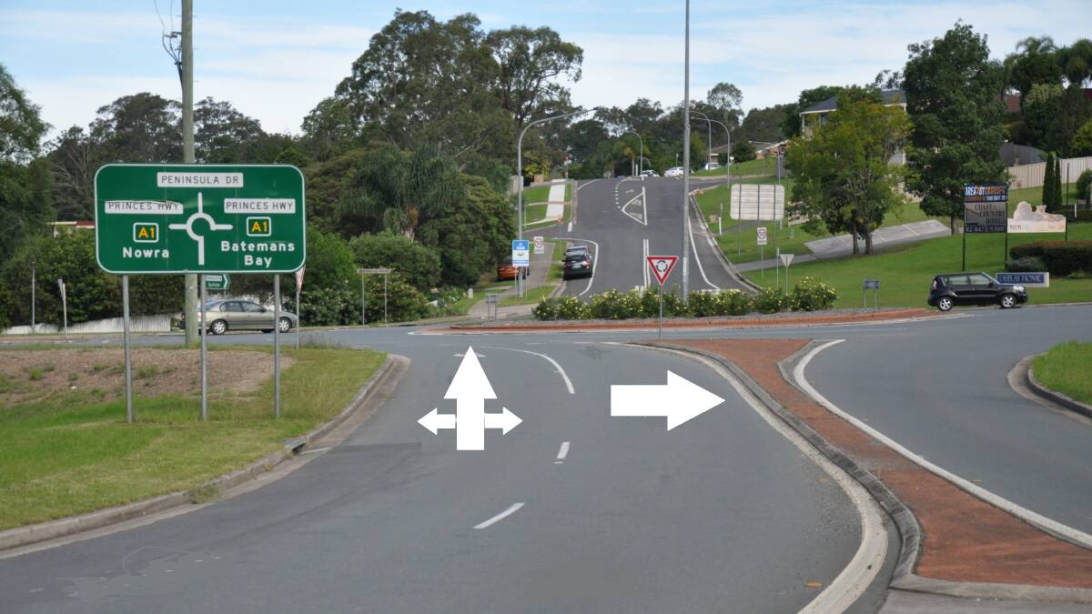 Local Roads Traffic Committee will trial alternative routes through the roundabout at the intersection of the Kings and Princes Highways, in an attempt to ease traffic congestion between Nelligen and Batemans Bay.