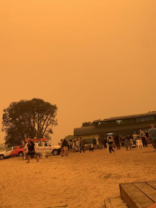 The New Year's Eve bushfire evacuation at Bermagui. Picture: Surf Life Saving NSW (SLSNSW)