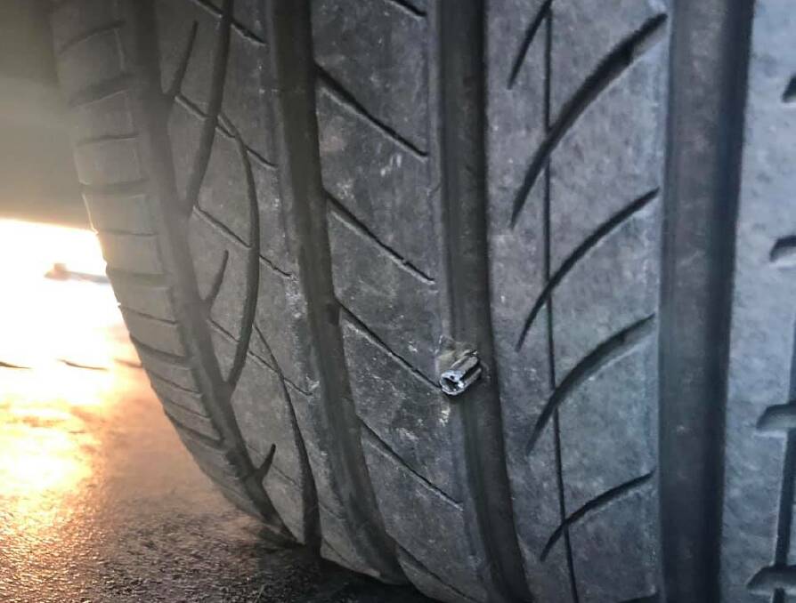 Police were forced to deploy road spikes on the Monaro Highway to stop the driver. Picture: NSW Police. 