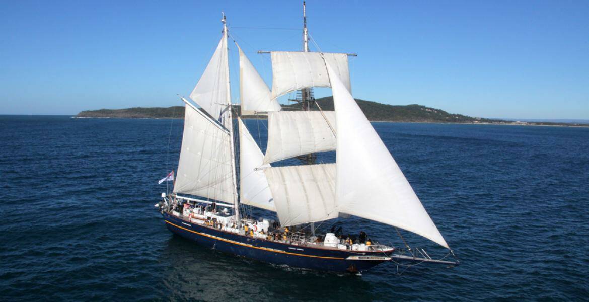 The Young Endeavour has moored north of Batemans Bay after sailing into the region on Wednesday morning.