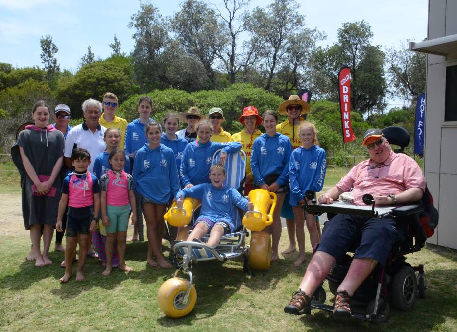 BEACH WHEELS: Wheelchair donor Rod Lee at Broulee Surfers Surf Life Saving Club on Sunday.