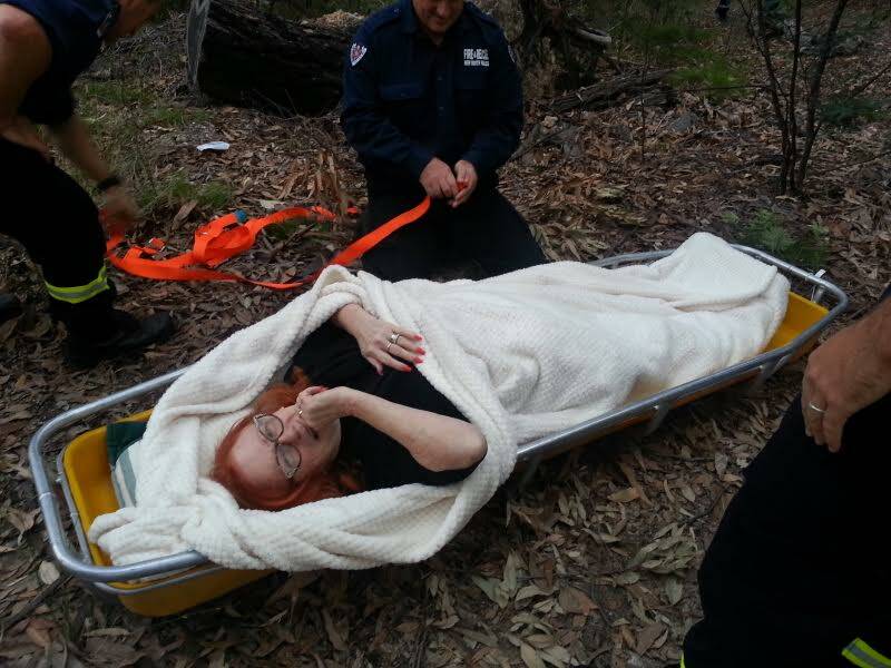 GOOD SPIRITS: Heather Belevi is in good spirits during a recent rescue in a Sunshine Bay reserve. PHOTO: Josef Belevi.