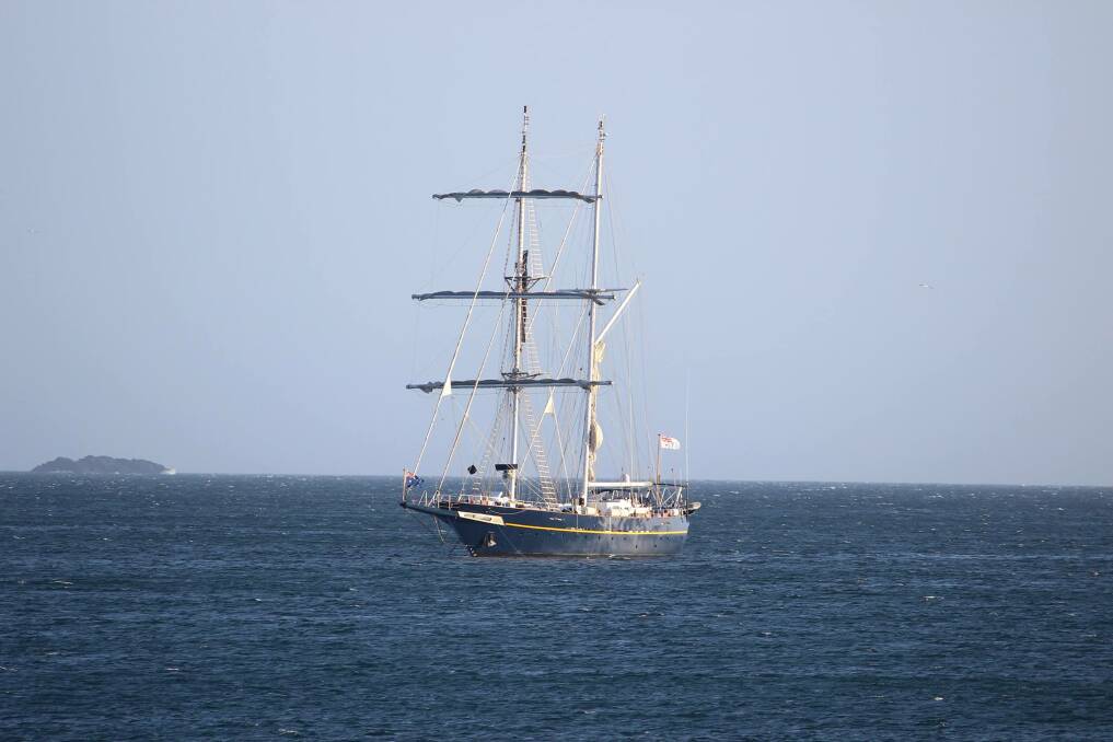 SHIPSHAPE: The Young Endeavour made for a head-turning spectacle off the Batemans Coast on Wednesday. Photo: Maloneys Beach Cafe & Cellar.