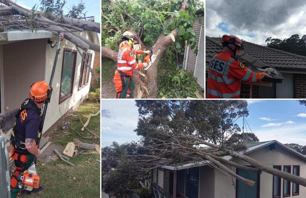 WINDY TIMES: Batemans Bay SES crew members were kept busy responding to fallen trees and a flying trampoline during strong winds at the weekend.