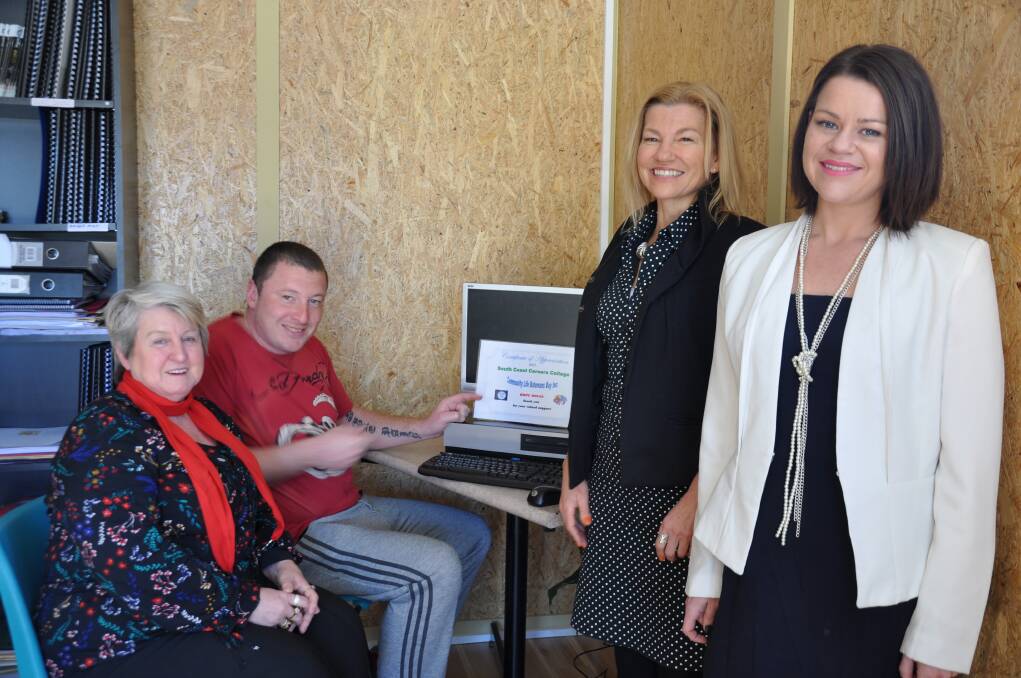 TRAINED UP: Hope House manager Shirley Diskon with resident Swiv Mackay and Julie Griffiths and Mel Lane of South Coast Careers College.