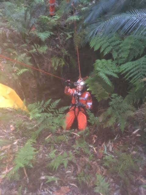Moruya SES vertical rescue training at a disused mine shaft.
