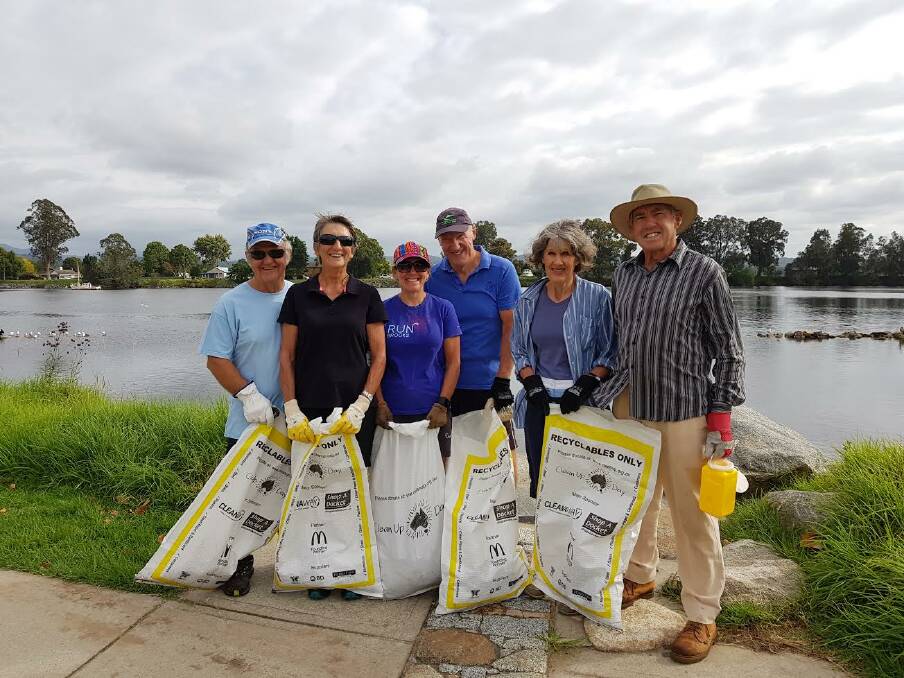 Nature Coast Dragon Boat Club members Nev and Dianne Britton, Therese and John Holgate, and Ann and John Stowar cleaned up Riverside Park, Moruya last year for Clean Up Australia Day.