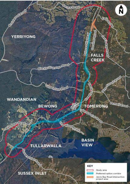 Princes Highway upgrade proposals south of Nowra. Image: Transport for NSW