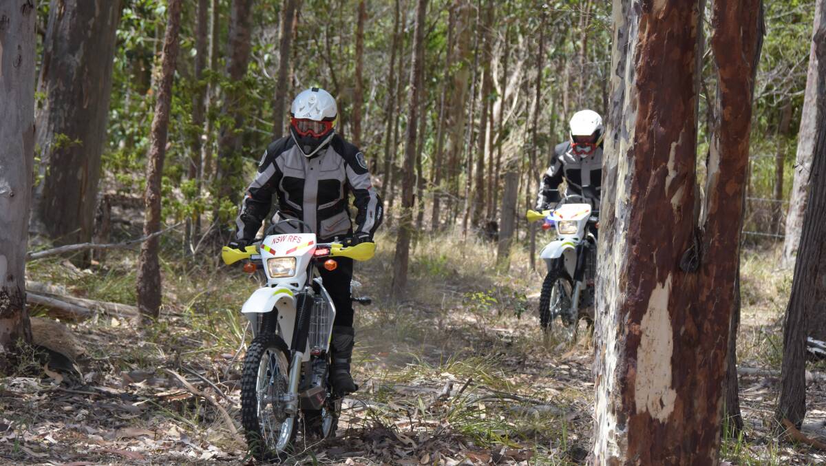 Shoalhaven RFS trail bike team members Martin Copes and Mark Bourke will be undertaking regular patrols of the dry local bushland.