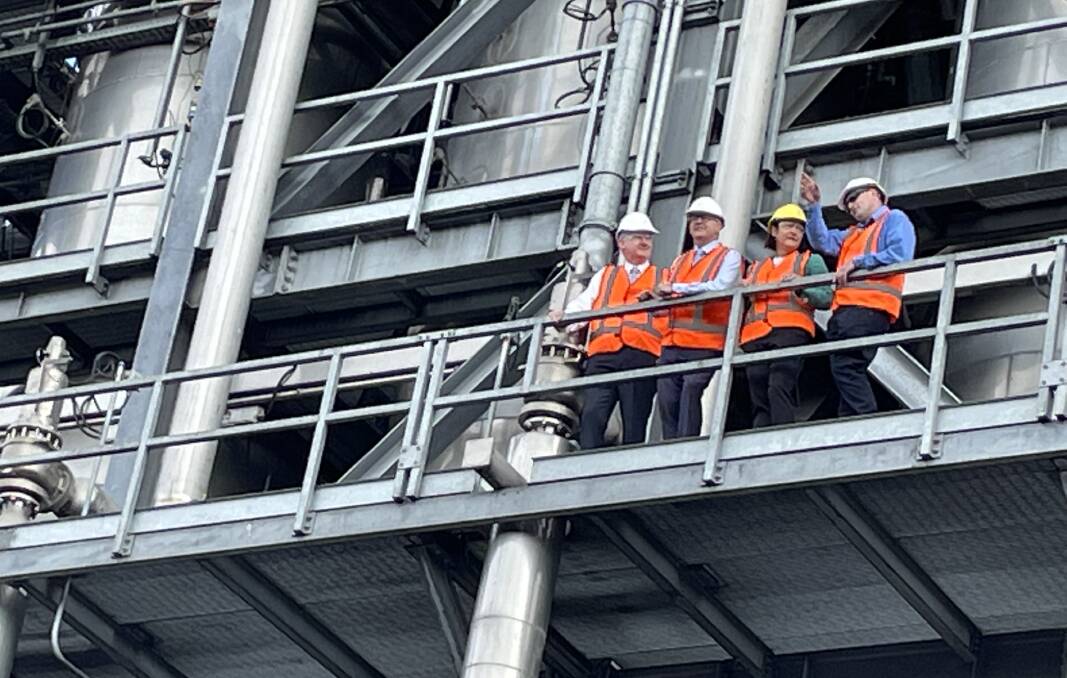 TOUR: Labor leader Anthony Albanese with Shadow Minister for Industrial Relations Tony Burke and Gilmore MP Fiona Phillips during the tour of the Manildra Group's Bomaderry plant.