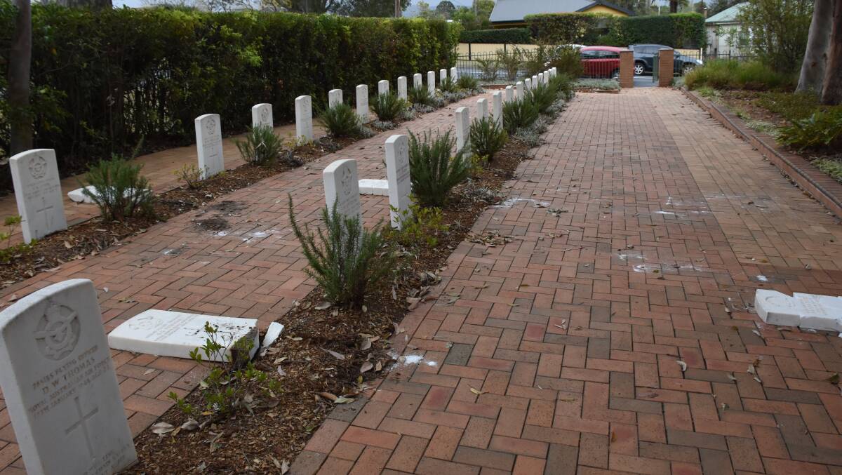 The damage to the Nowra War Cemetery.