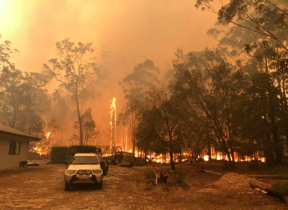 What members of Strike Team Zulu, made up of Fire and Rescue NSW personnel from the Southern Region have faced at the northern NSW fires. Images: Facebook