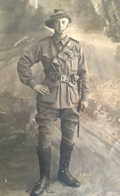 DAPPER: Above and below - Sergeant Rupert Clyde McCarthy (number 875) looking resplendent in his Light Horse uniform, complete with a wallaby fur puggaree on his hat. 