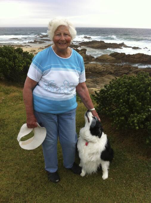 Narooma Dog Training Club's Yve Robinson with her border collie Tilley at Kianga Point.
