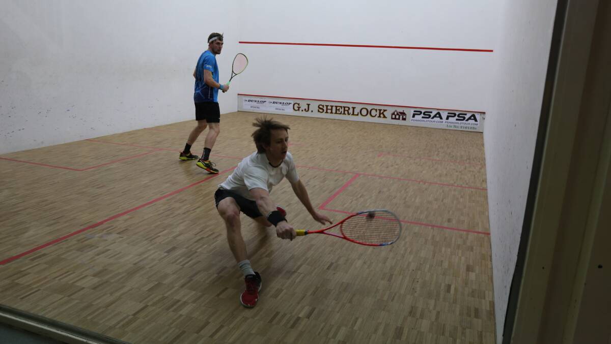 Australian Title: Bega PSA tournament winner Rex Hedrick (front) is likely to be a return visitor as Bega has secured the rights to host the Australian Open of squash. 