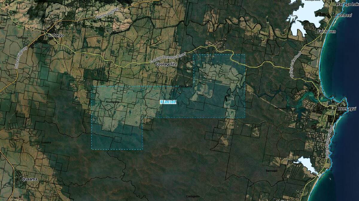 A map showing the 30km squared area that an explorative mining licence application covers. 