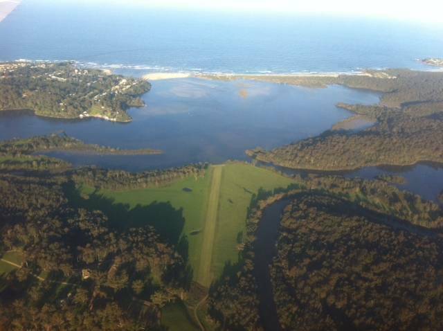 HORSE ISLAND: An aerial photo of Horse Island on Tuross Lake showing the airstrip. Photo Stan Gorton 