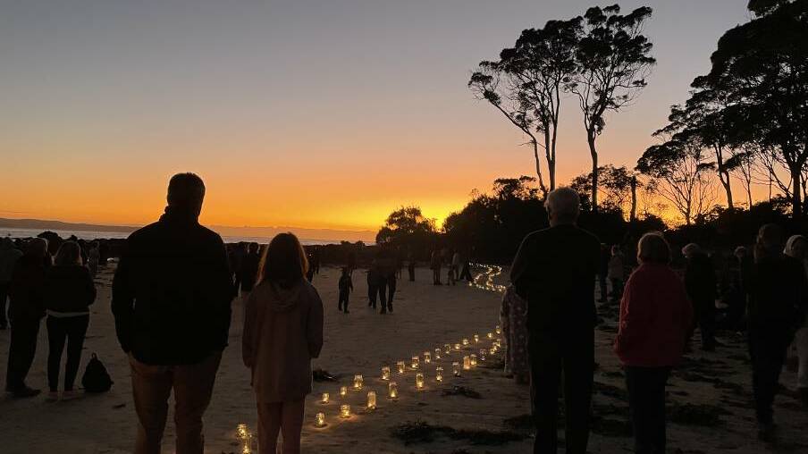Close to 200 people gathered at Wimbie Beach for a unique dawn service on Anzac Day, 2023. Picture by Megan McClelland