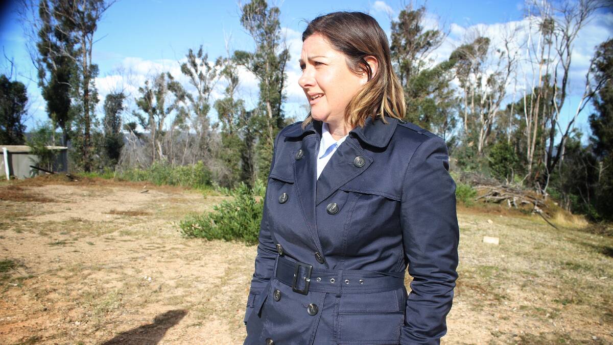Future Eden-Monaro MP Kristy McBain meets with a March 2018 bushfire survivor while on the by-election campaign trail last week. Liberal candidate Fiona Kotvojs conceded the by-election on Thursday. Picture: Alasdair McDonald